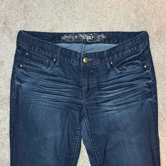 Express Stella Skinny Regular Fit Low Rise Dark Wash Stretch Denim Jeans 10 R - Picture 2 of 6